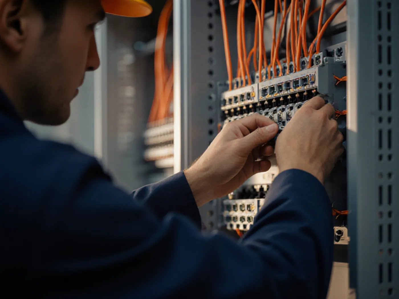 Électricien Solix sur un tableau électrique